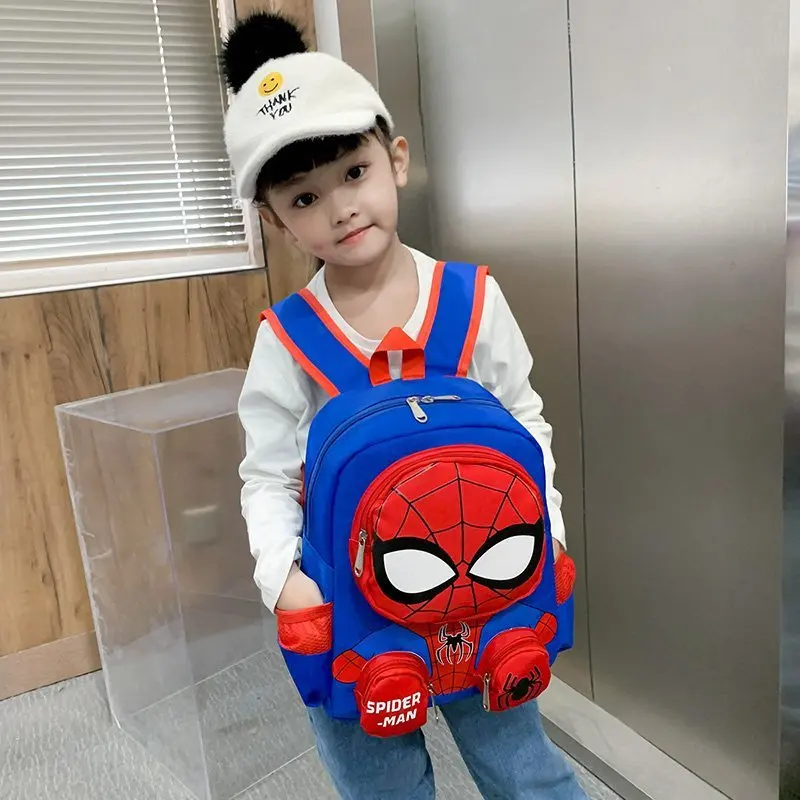 

Spiderman Kawaii Backpacks Super Heroes Student School Bag Cartoon 3d Stereo Kindergarten Backpack Children's Travel Bag Gift