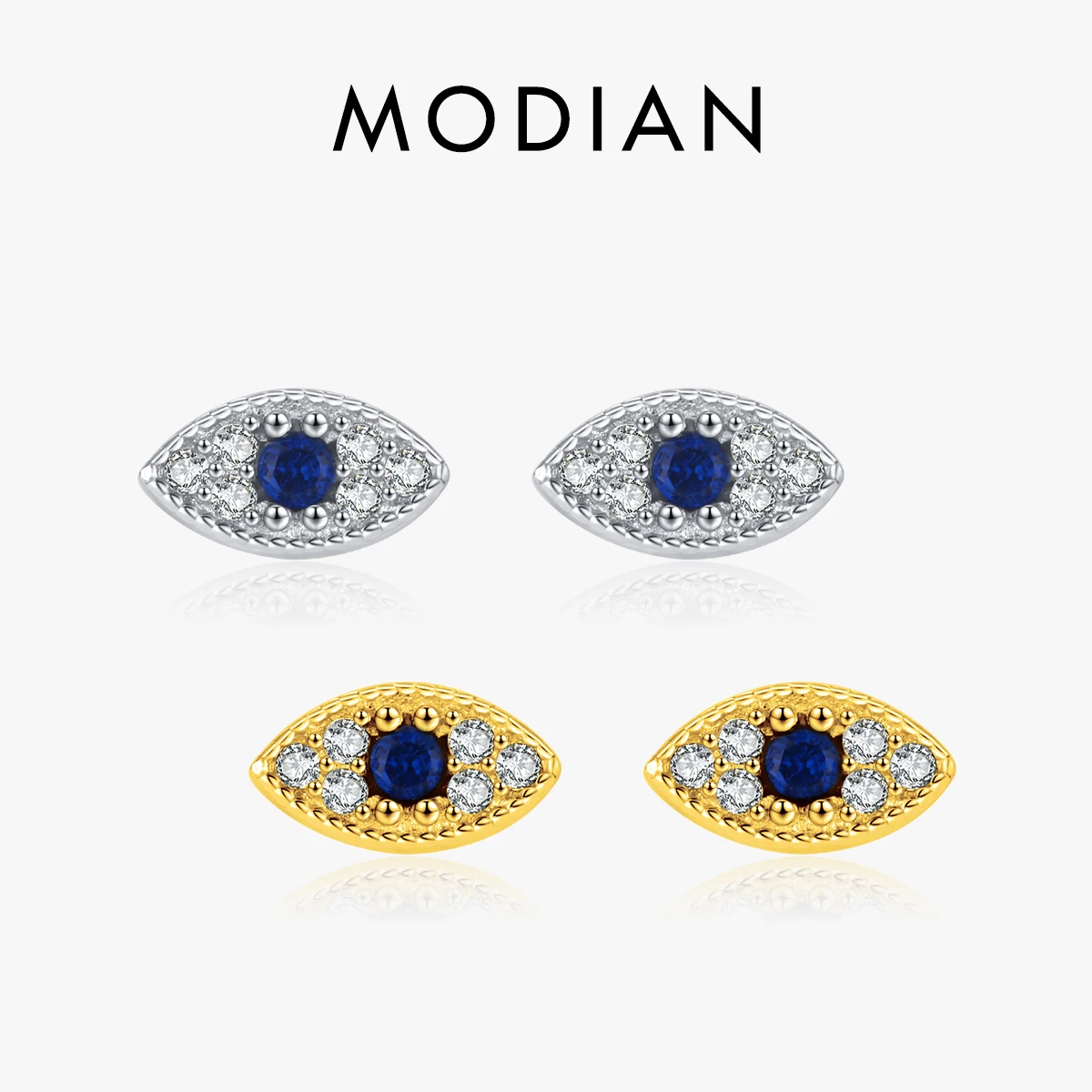 

MODIAN 925 Sterling Silver Small Tiny Cute Eye's Stud Earrings Trendy Gold Color Fine Earrings For Women Girls Fine Jewelry