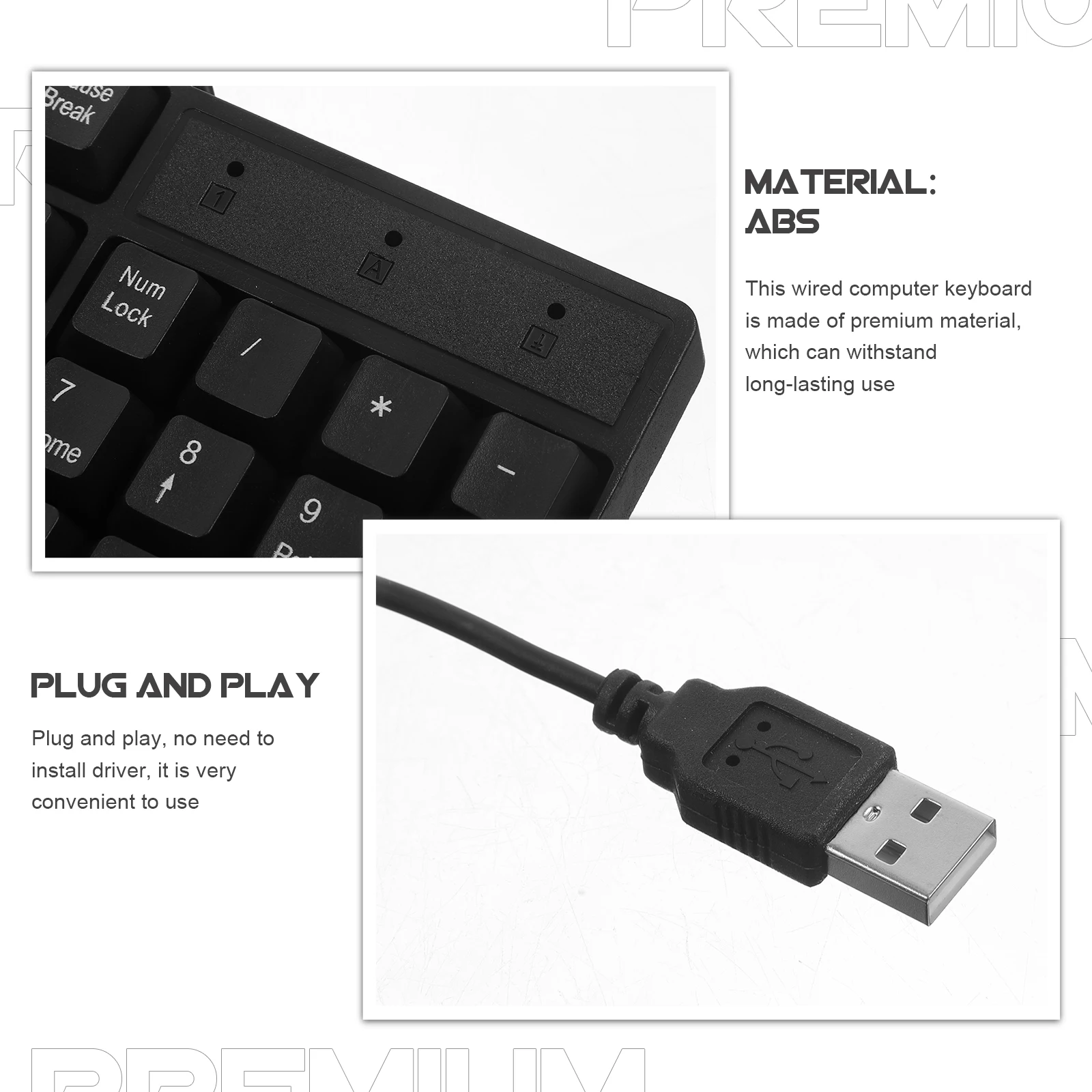 

Gaming For Laptop Desktop Computer Usb Electronic Keyboard Full Size Numeric Keypad Plug Play No Driver Comfortable Office Work