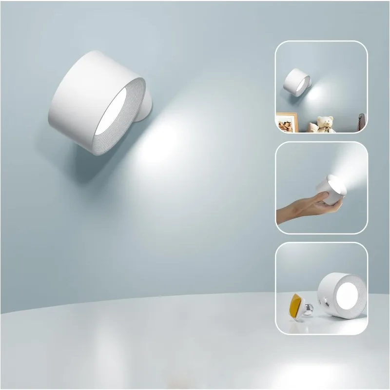 LED Wall Sconce, Wall Mounted Lamp with Rechargeable Battery Operated USB Port 3 Color Temperature