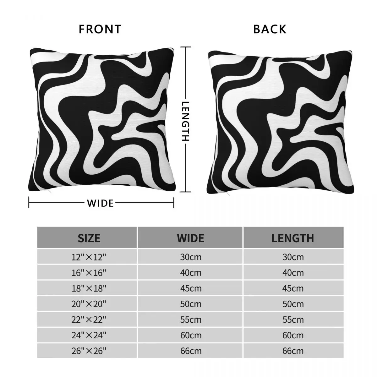 Liquid Swirl Abstract Black White Square Pillowcase Polyester Linen Velvet Printed Zip Decor Throw Pillow Case Bed Cushion Cover