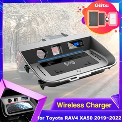 15W Car Wireless Charging Pad for Toyota RAV4 XA50 LE XLE XSE 2019~2023 Phone Fast Charger Plate Panel Tray Accessorie 2020 2021