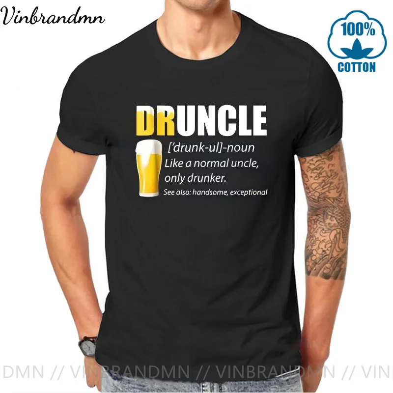 DRUNCLE T shirts men Uncle Beer Drinker Funny T-Shirts Drinking Gifts Tees Tops Comedy NightClub Party Birthday tshirt