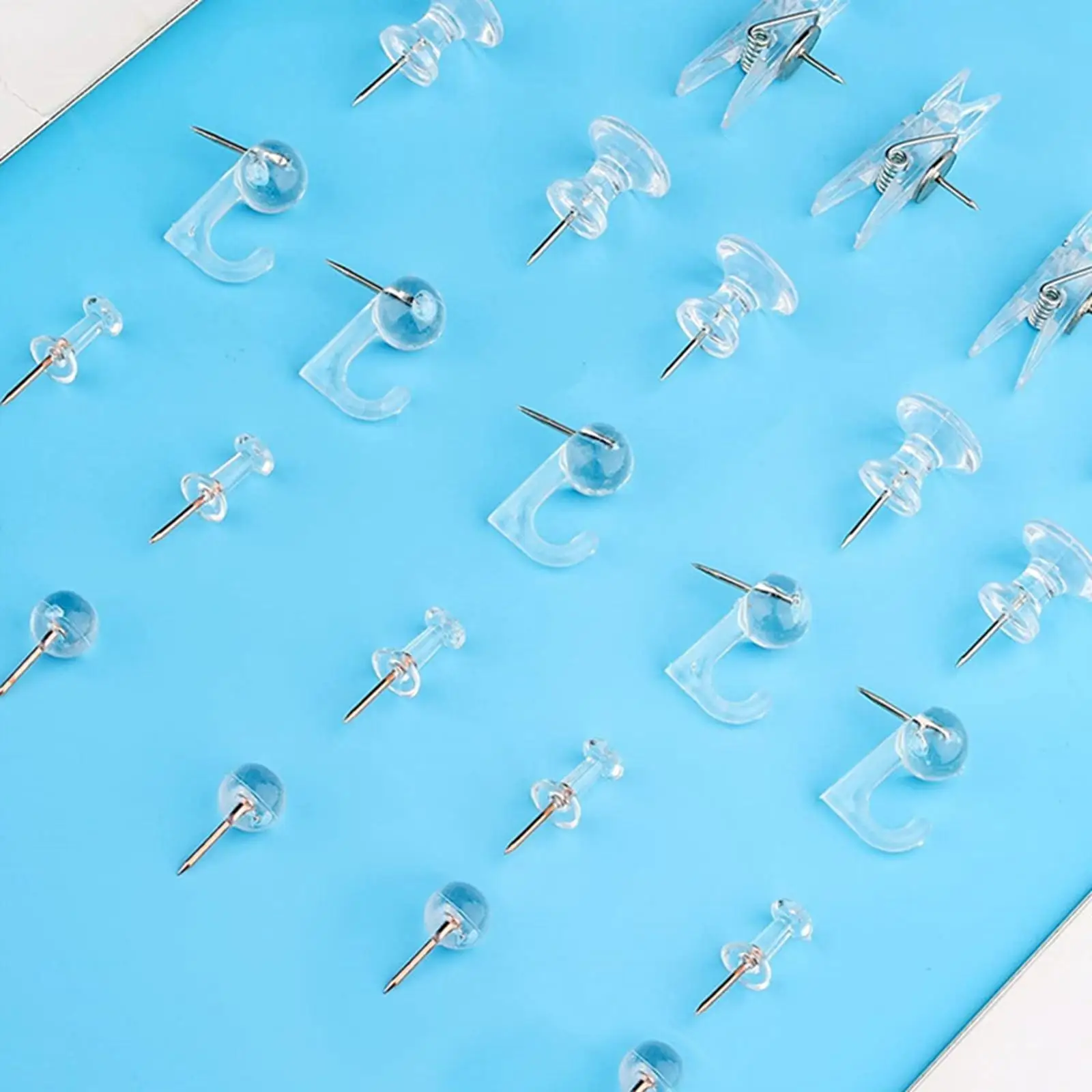 125 Push Pins Thumb Tacks Pushpins Hooks Stationery 5 Styles Clips Thumbtacks for Cork Board Message Board Bulletin Board Wall