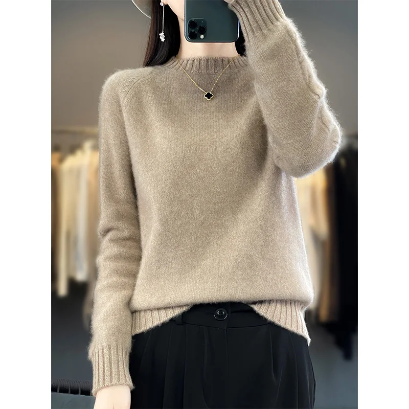 Jueqi Autumn and Winter New Women's Cashmere Sweater Round Neck Pullover Sweater 100% Pure Wool Bottom RT-928