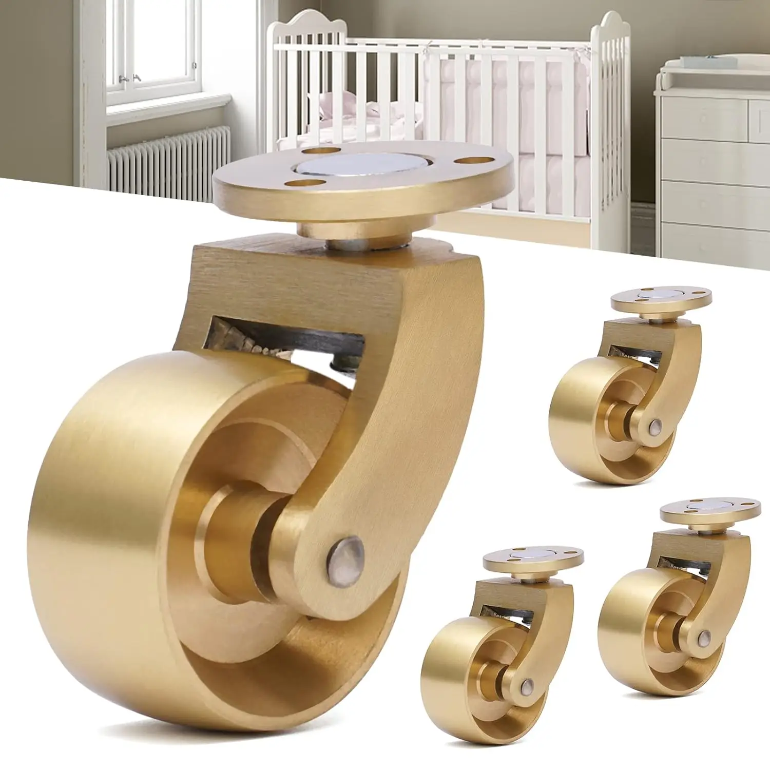

Universal Brass Caster, 4pcs Furniture Table Swivel Wheel Brass Ball Swivel Wheels (Single Caster Size:2.36 * 1.1 * 2.05in)