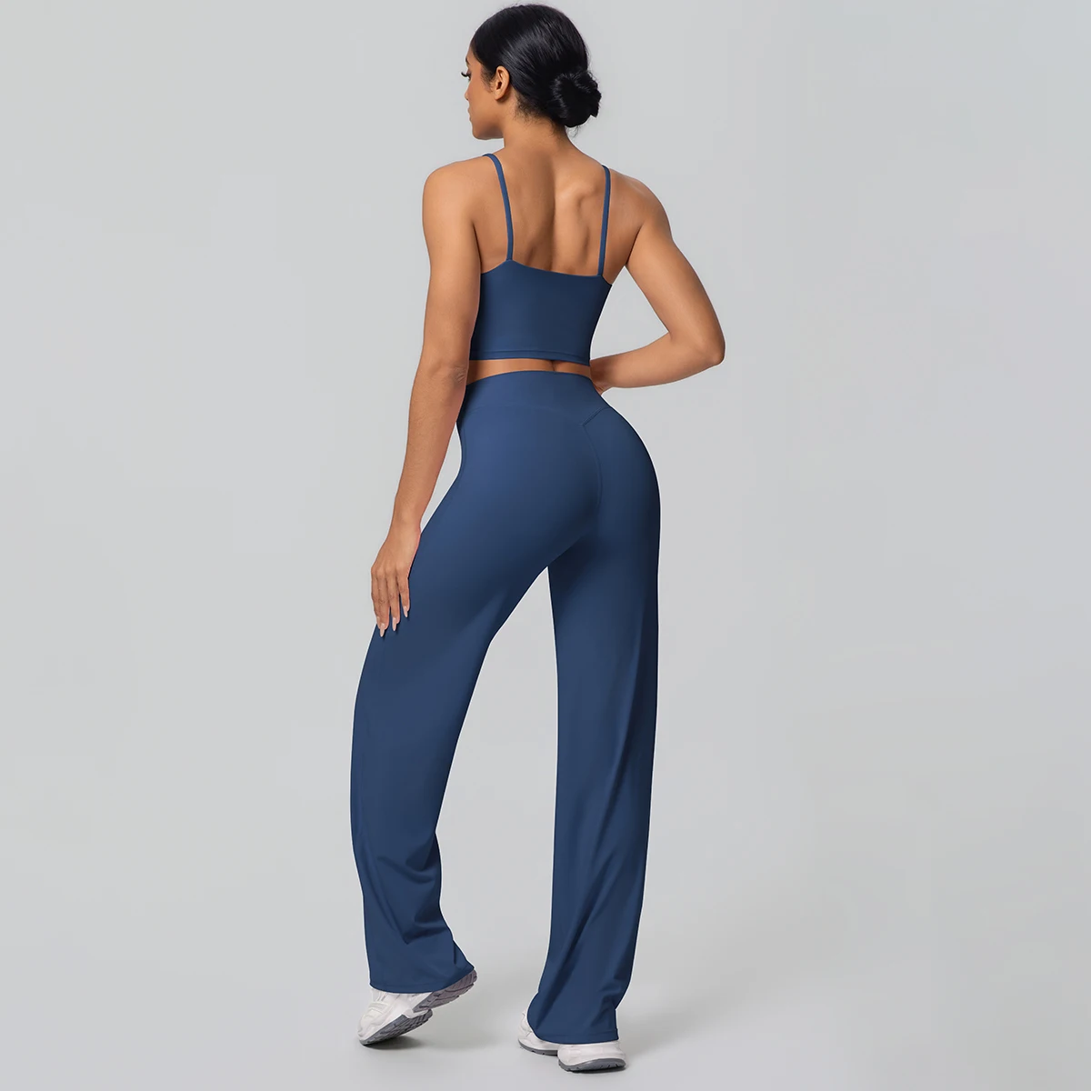 Frauen Schnell Trocknend Gym Sport Fitness Kleidung Yoga Set Backless Sexy Strap Bh mit Brust Pad Hohe Taille Breite Bein Hosen Set – Detail 21
