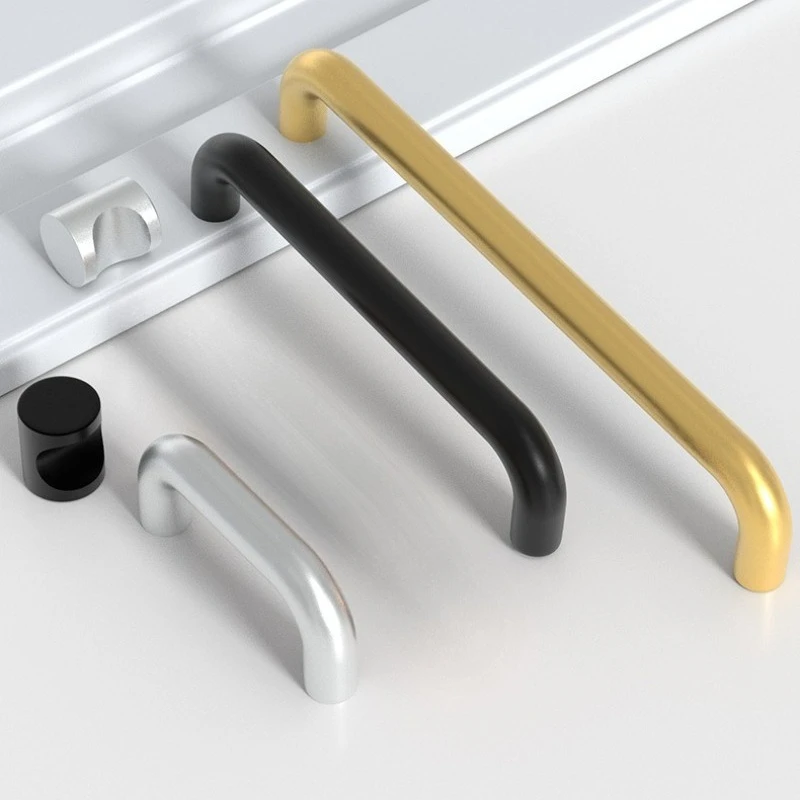Poignées de porte d'armoire de cuisine en alliage d'aluminium de Type U, diamètre du matériel 10mm, boutons de tiroir, poignée de meubles d'amélioration de l'habitat