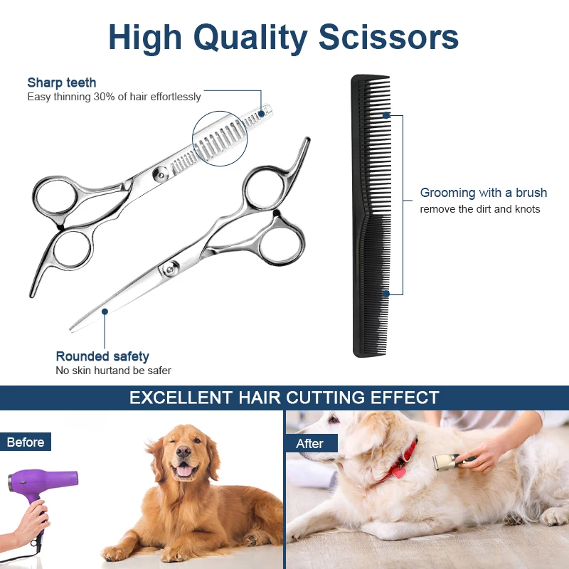 Dog Hair Clippers Electrical Pet Dog Clipper Grooming Trimmer Set For Cat Rabbit  Cordless USB Rechargeable Pet Shaving Machine