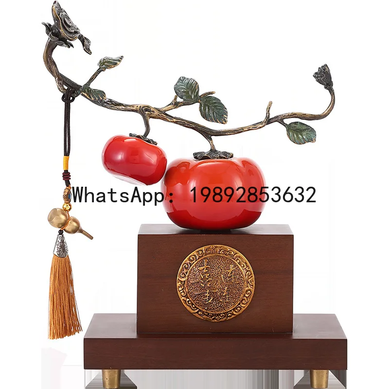 Hys ceramic persimmon ornament - auspicious design for modern chinese style tv cabinets and office decor