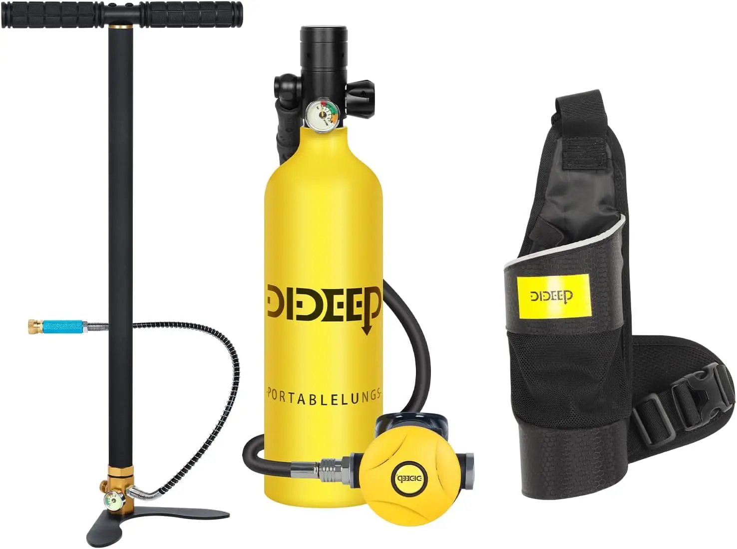 Mini Scuba Tank 1L Capacity Portable Lung Tank - Supports About 15-20 Minutes Underwater Breathing, Reusable for Emergency Rescue and Underwater Exploration
