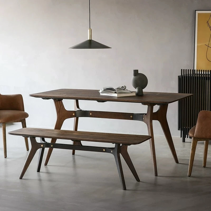 Oak solid wood dining table bench