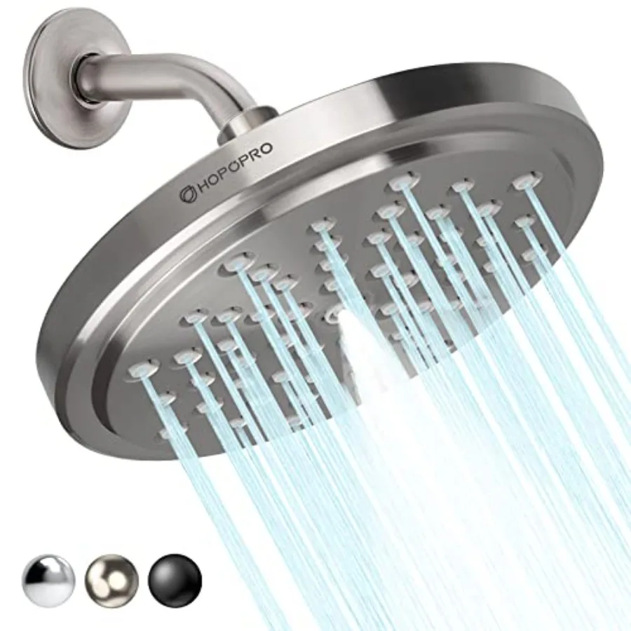 

High Flow Shower Head - High Pressure Rain - 7 Inch Rainfall Spray Showerhead - Tool-free 1-Min Installation - Adjustable Bathr