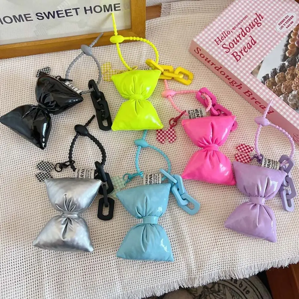 Cute Korean Style Stuffed Cotton Bow Pendant Y2K Acrylic Chain Dopamine Key Chain Soft Plush Stuffed PU Hanger Car Accessory