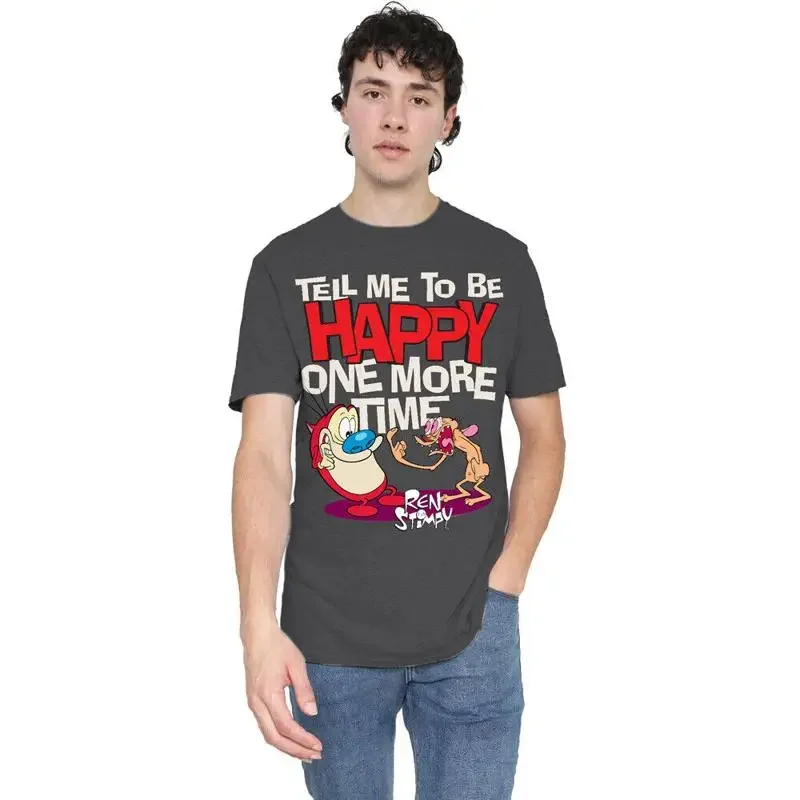 Ren And Stimpy Tell Me To Be Happy T Shirt S 2Xl Charcoal