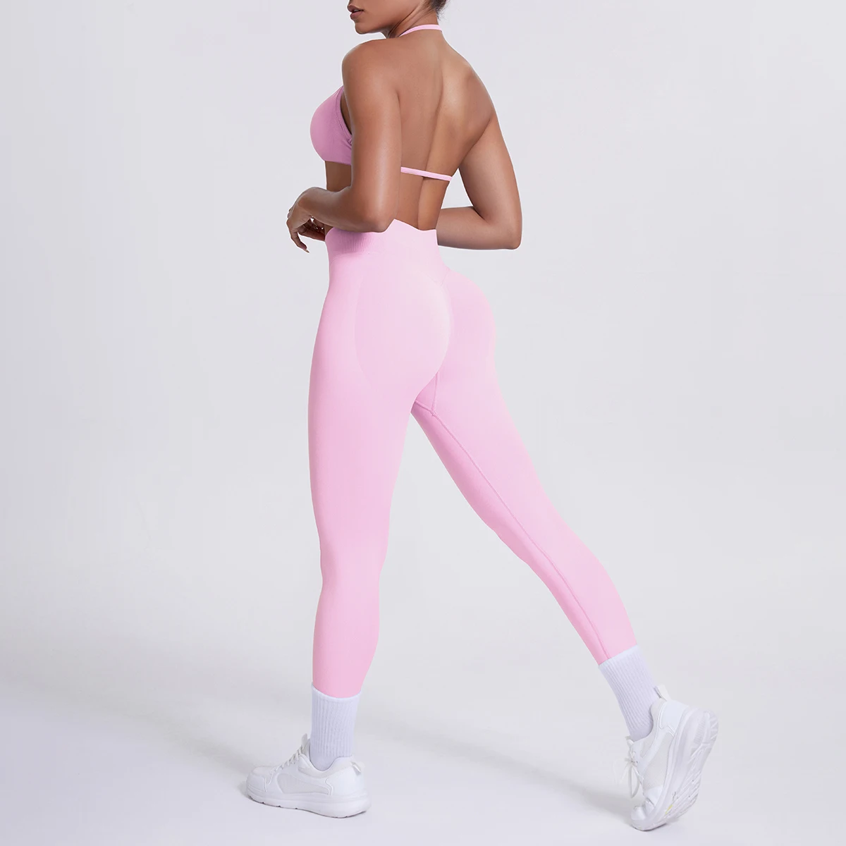 Frauen 2 stücke Patchwork Sport Yoga Anzug Training Ärmellose Sport Gym Tops Bauch-steuer Abnehmen Booty Leggings Yoga Anzug Sport – Detail 7