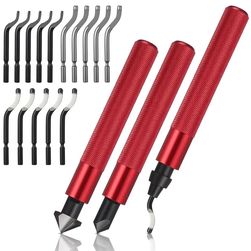 Y42A-Hand Deburring Tool Kit(3 Pcs)- 2 Countersink Hand Reamers, 1 Deburring Tool With 15 Blades For Metal, Resin, Aluminum