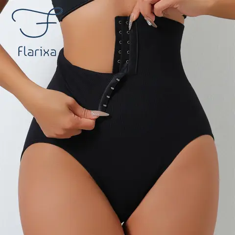 Flarixa High Waist Seamless Panties Flat Belly Shaping Briefs Women Breasted Tummy Butt Lift Pants Slimming Underwear