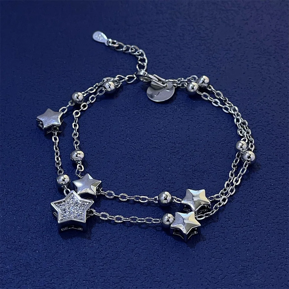 S925 Sterling Silver Bracelet Exquisite Star Beads Charm Women Fashion Wedding Party Gift Jewelry