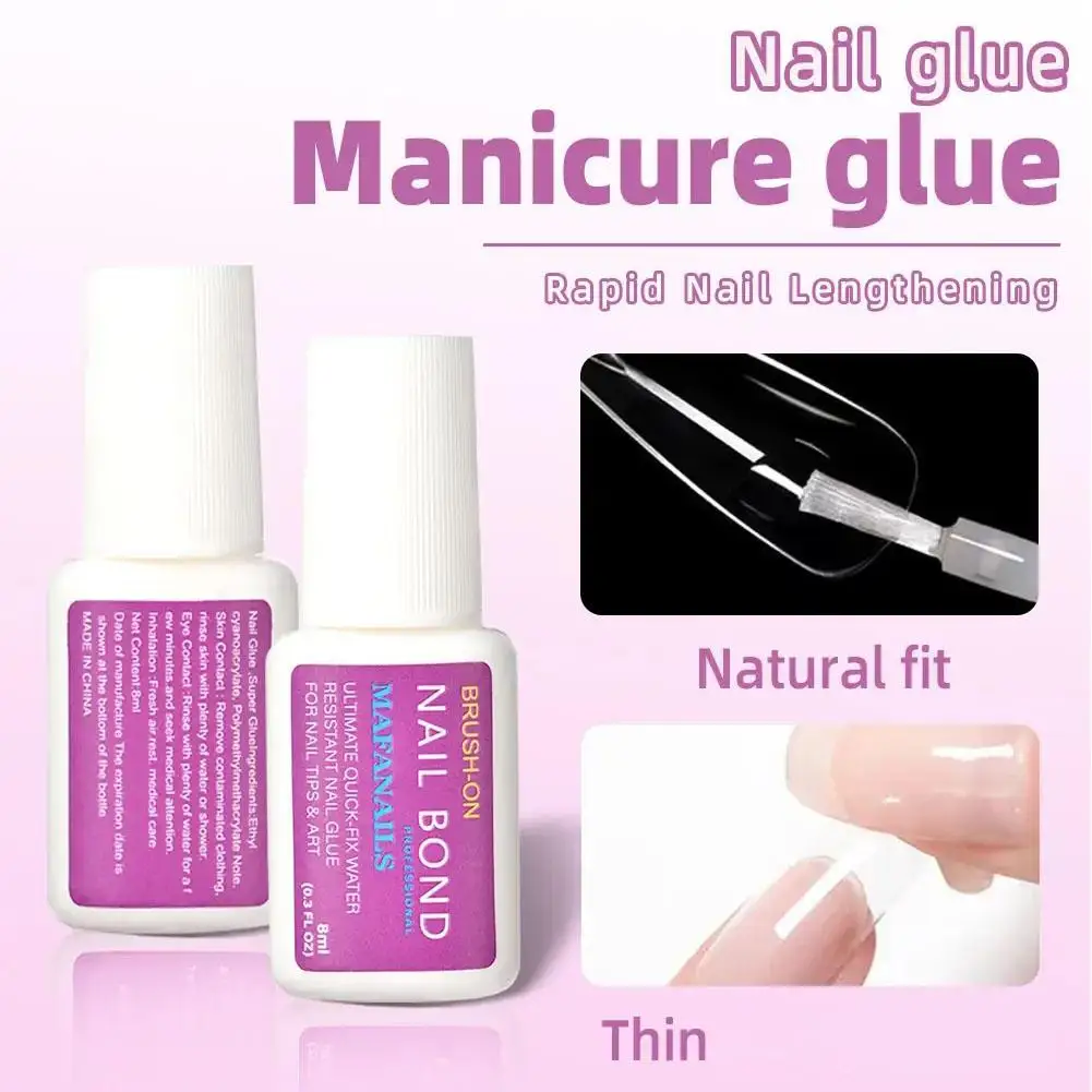 Fast-dry Nail Glue Nail Extend For False Nail Long Lasting Waterproof 8ml Nail Art Glue Professional Nail Tip Bond Glue H6v7