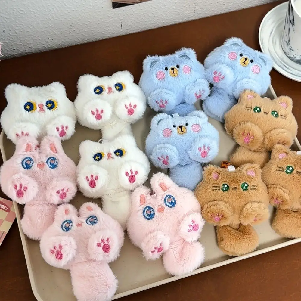 Portachiavi in peluche gatto caffè artiglio rosa occhi attraenti morbido gatto carino bambola di peluche farcito animale colorato portachiavi in peluche ragazze per bambini