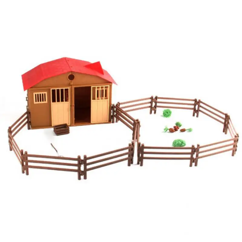 Simulated Farm Scene Simulation DIY Assembly Sand Table Playset Kids Party Farmhouse Fence Haystack Fork Broom Set