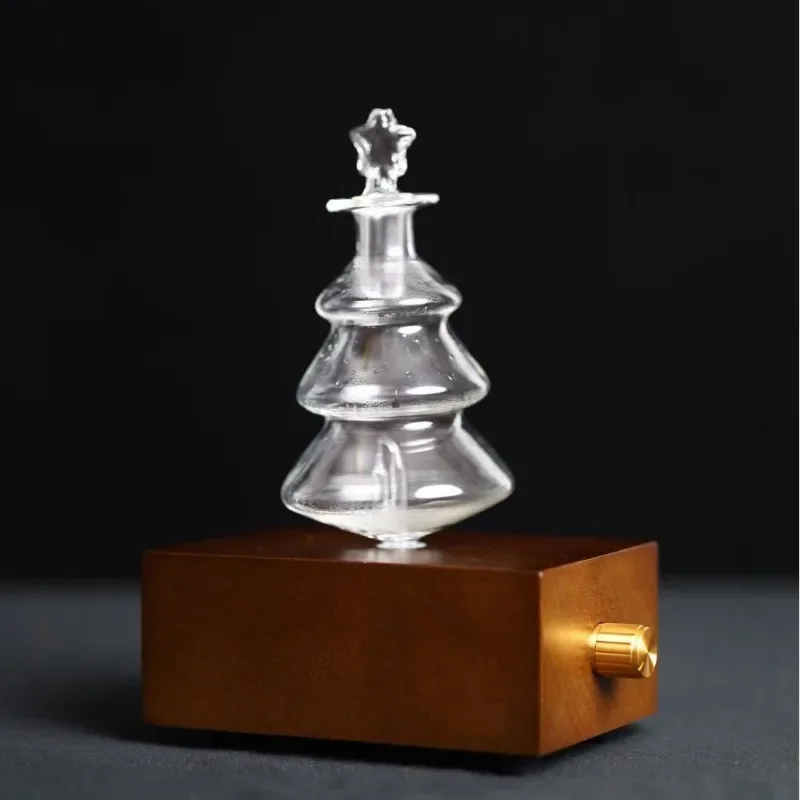 Difusor de aceite esencial de vidrio para árbol de Navidad recargable, lámpara de aromaterapia, nebulizador de 2600mah, luz nocturna aromática, fondo de madera