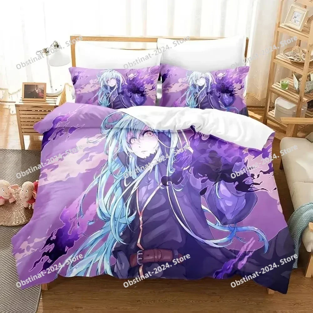 Rimuru Tempest Tensei Shitara Slime Datta Ken Printed Bed Set Duvet Cover Pillowcase Bedding Set Bed Linen Sheet Quilt Full