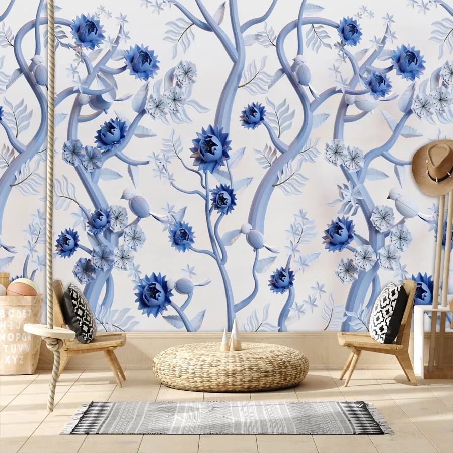 10+ Waterproof Botanical Floral Branch Painting,Self Adhesive Optional,Wallpaper Decor for Living Room Girls TV Walls Renovation