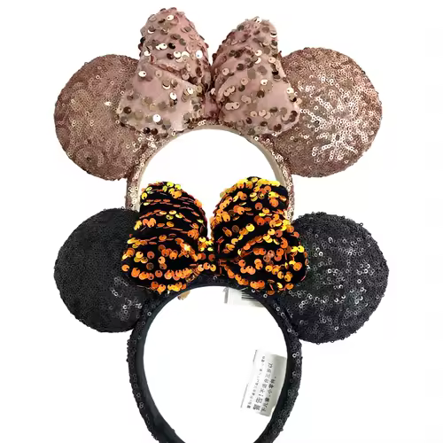 2026 Mickey Mouse Ears Headband 2025 Cinderella Rapunzel Princess Bow Minnie Ear Headwear for Adult Kids Holiday Hairband - Image 39