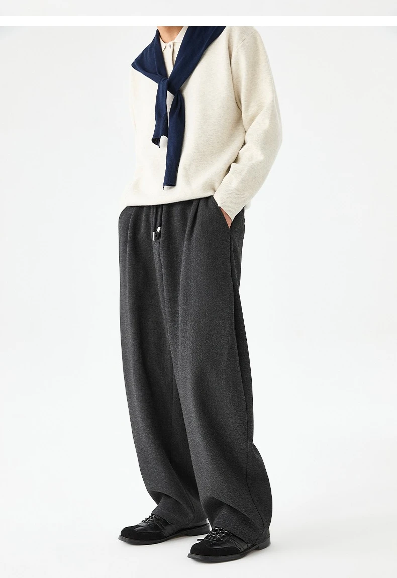 

Мужские брюки, уличная однотонная свободная новая спортивная повседневная одежда на шнурке, брюки с высокой талией, осень-зима 2025