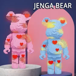 2630PCS Cartoon Love Bear Building Blocks With Light Bright Color Model Micro Bricks Home Decoration Kids Toys Birthday Gift Set