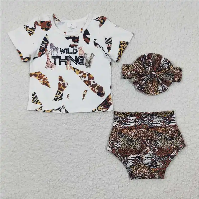 

GBO0096 Summer Cute Girls and Boys Leopard Short Sleeve Brief Set sweet and adorable children's clothing boutique outfits