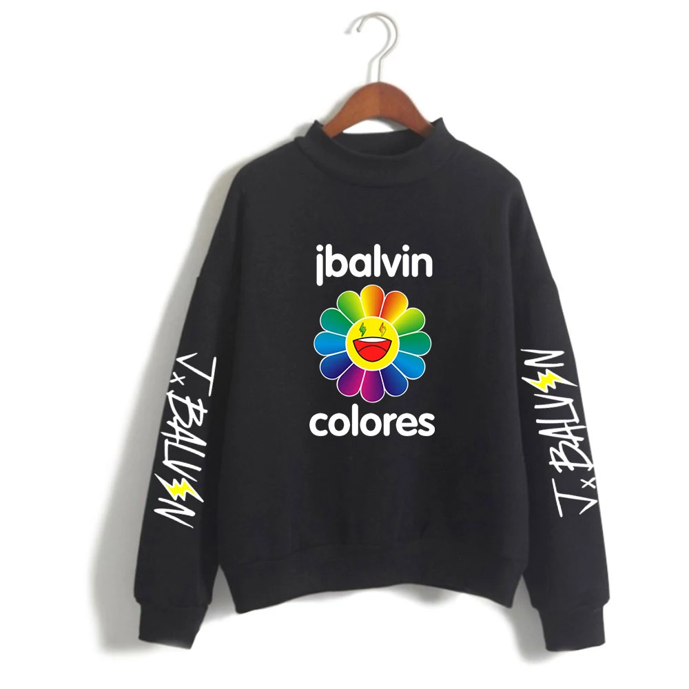 

Hot Sale J BALVIN Turtleneck Sweatershirt Long Sleeve Sweatshirts Women/girl Streetwear Sun Flower Colors Clothes Fashion Coats