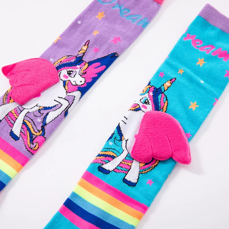 Girls\' Socks Four Seasons Trend Cartoon Cute Unicorn Long Tube Over The Knee Comfortable Casual Children\'s Socks Gift