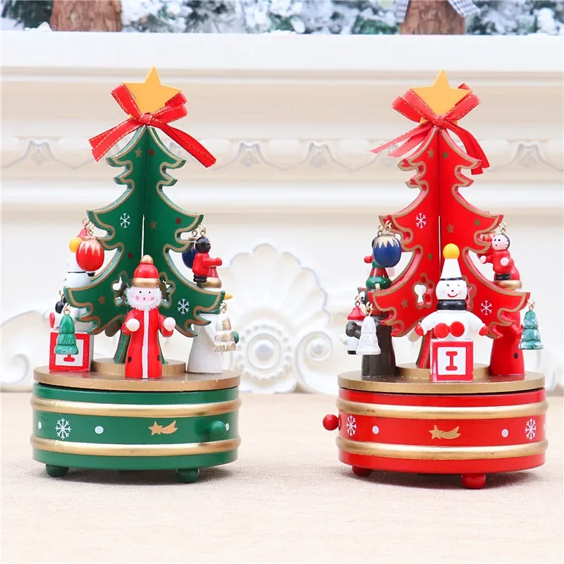 

Office desk decoration with music Christmas tree rotating wood