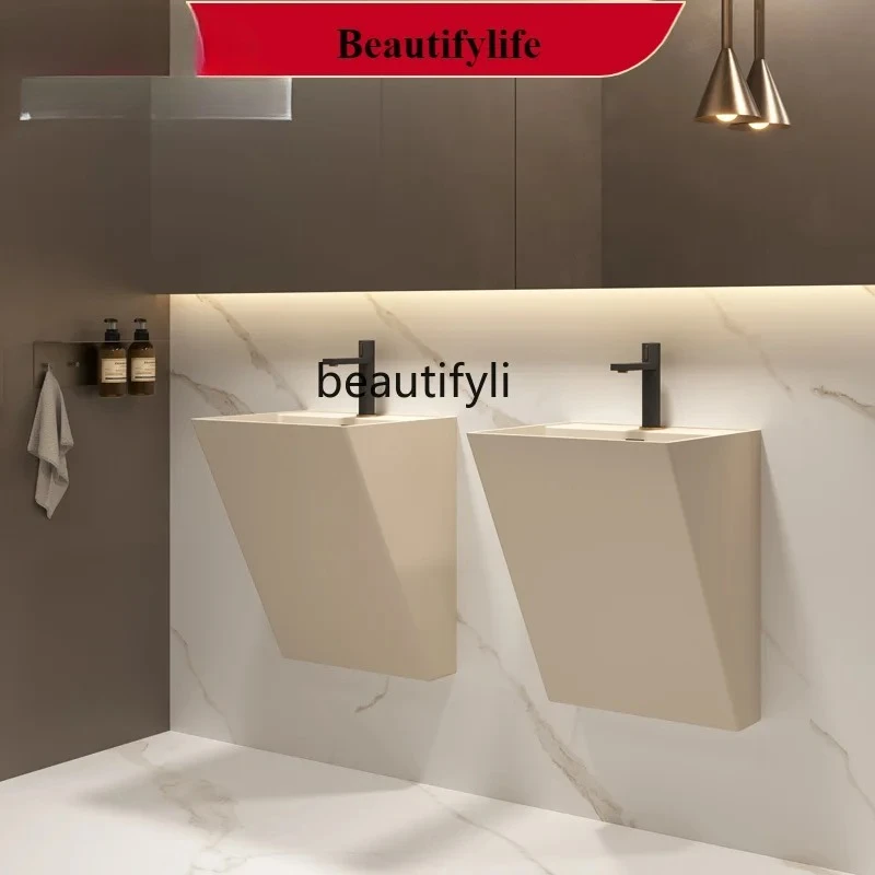 

Wall-mounted artificial stone washbasin Hotel B & B Square column basin Balcony Outdoor washbasin