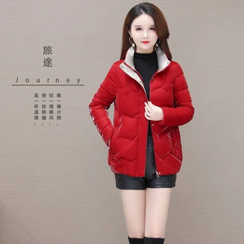 Women's Winter Jacket Cotton Padded Short Coat Ladies Students Long Sleeved Hooded Warm Outwear