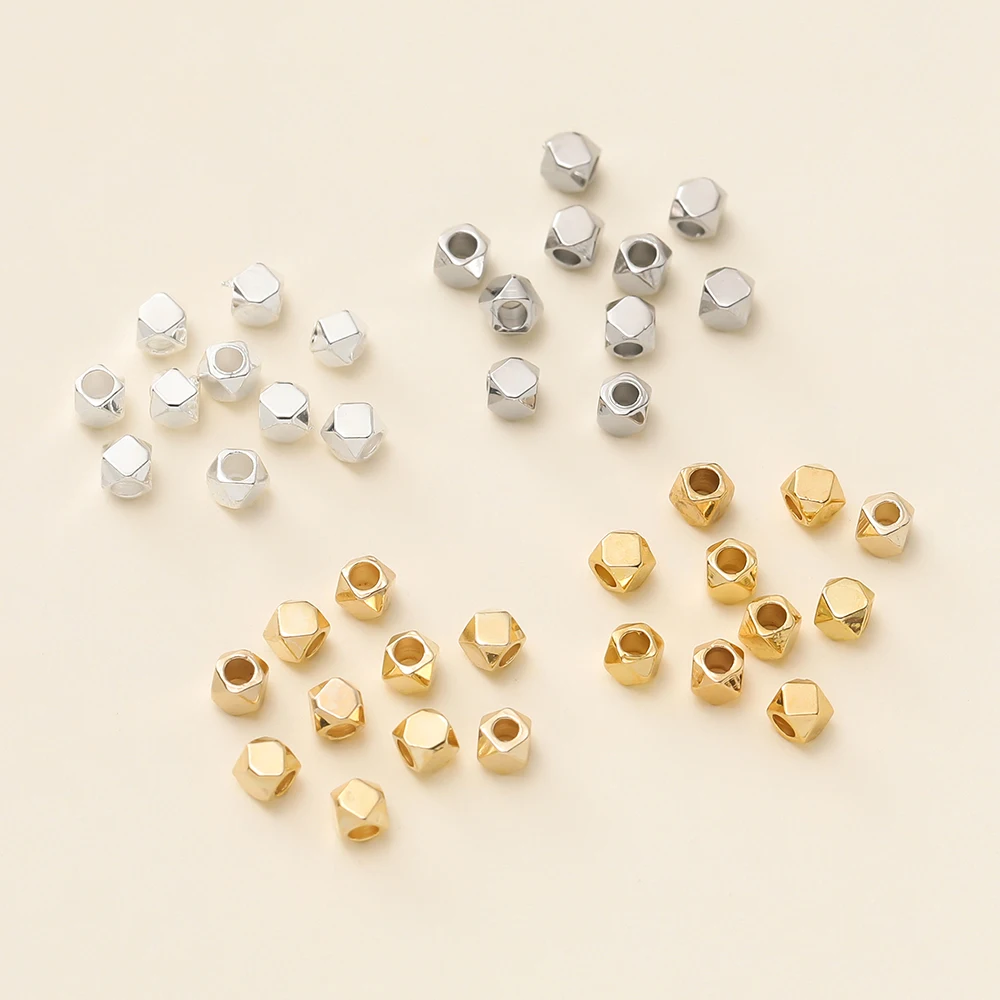 20Piece 2*2mm 14/18K Gold Color Plated Polygonal Shape Spacer Charms Beads For DIY Bracelet Necklace Jewelry Making Accessories - view 4