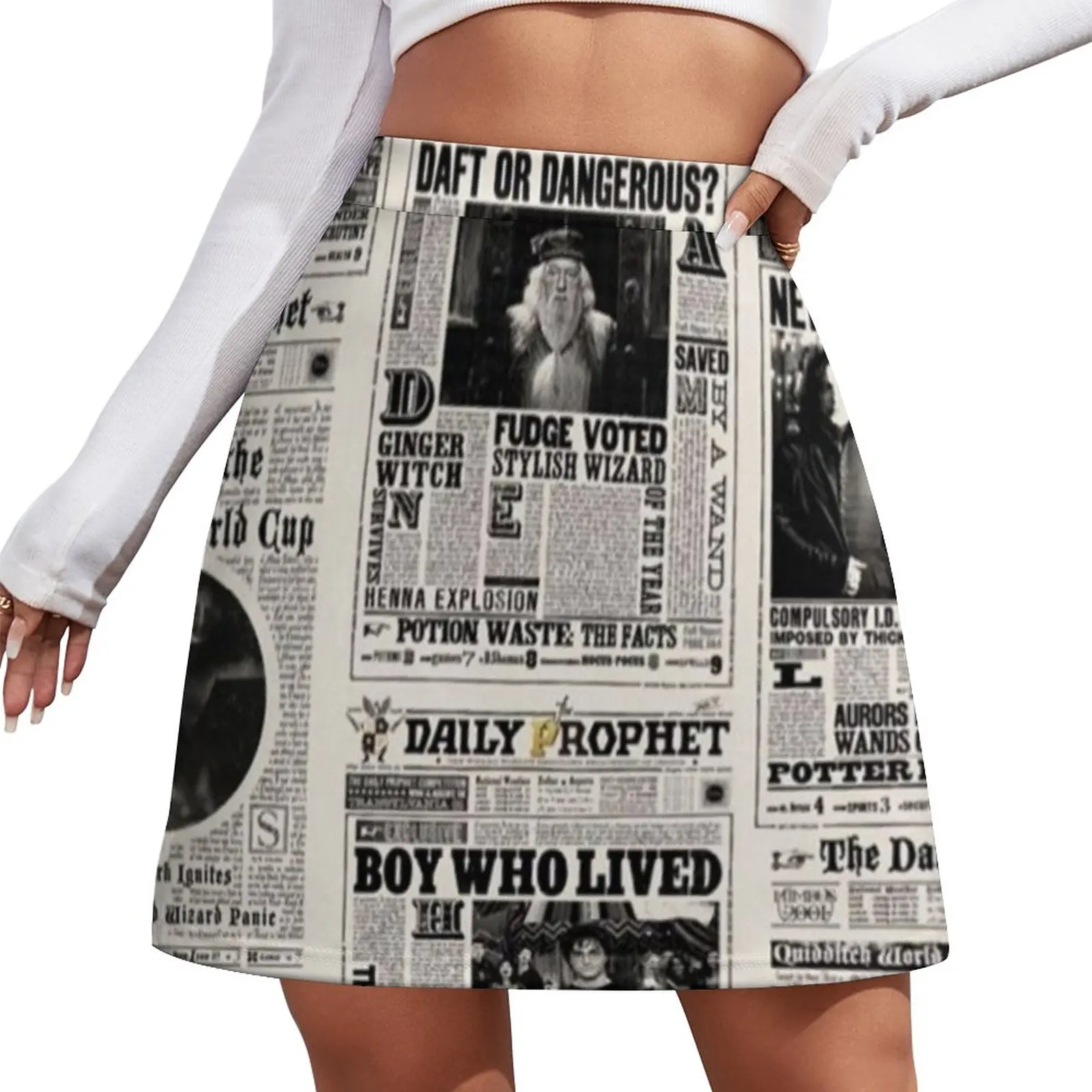 Newspaper Mini Skirt women's skirt 2023 trend chic and elegant woman skirt