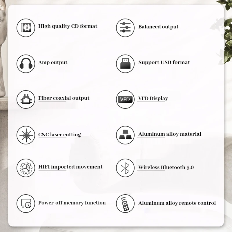 Nobsound CD-3 CD Player Bluetooth 5.0 with Remote Control Headphone Amplifier Fully Balanced Output Home HiFi Music Player