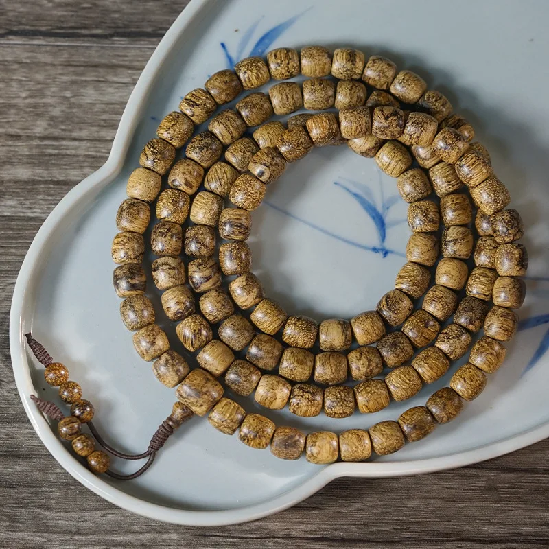 Tarakan Tiger Stripe Agarwood 108 Beads Natural Honey Fragrance Irregular Beads Handicraft Collection Jewelry