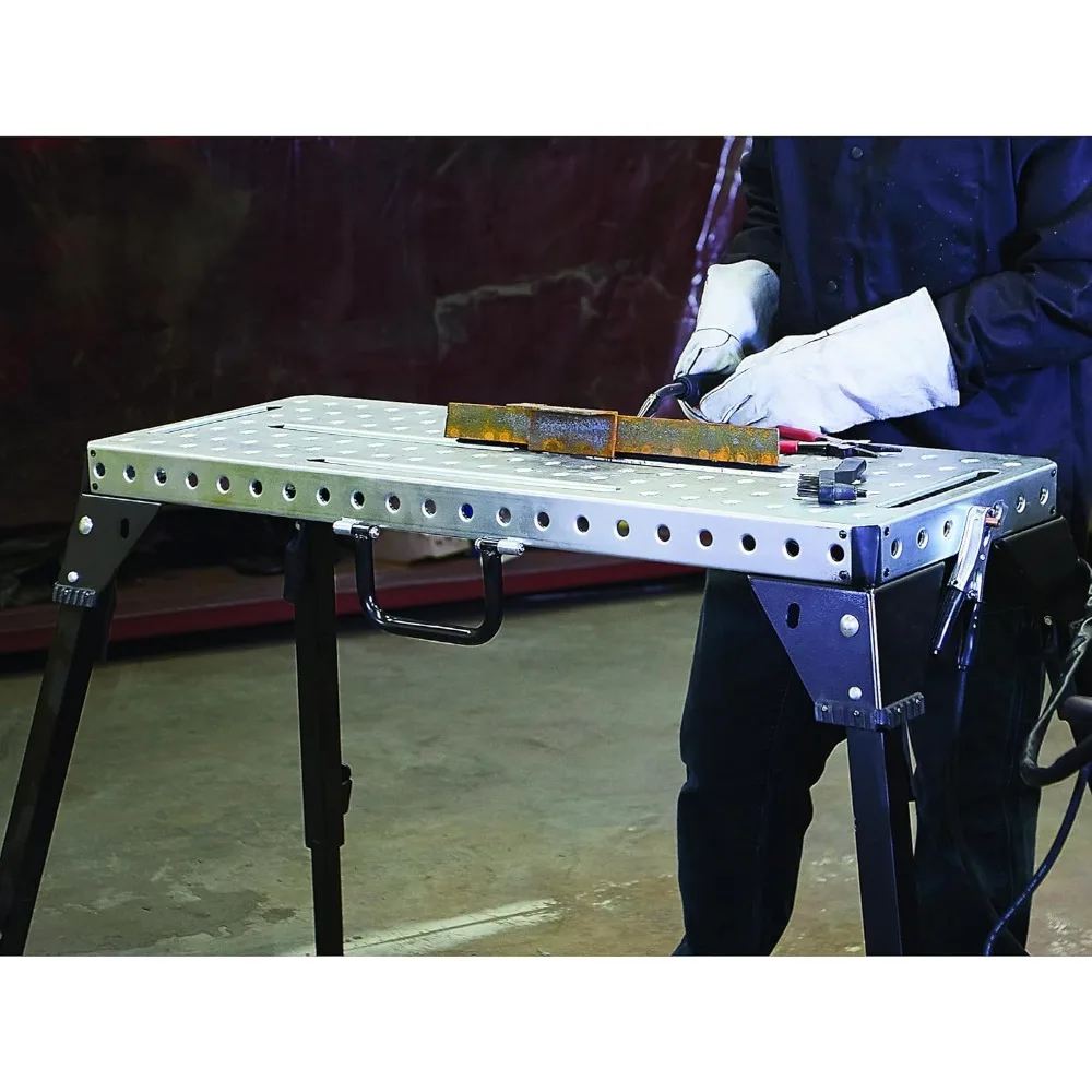 Adjustable Metal Welding Table Workbench with 1000-Lb Capacity, Height-Adjustable Steel Frame for Welding Metal Tools and Projec