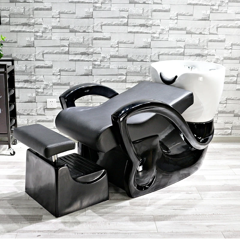 Kursi salon kecantikan mewah, tempat keramas khusus salon rambut, tempat keramas semi-reclining atmosferik, tempat keramas fiberglass untuk tukang cukur