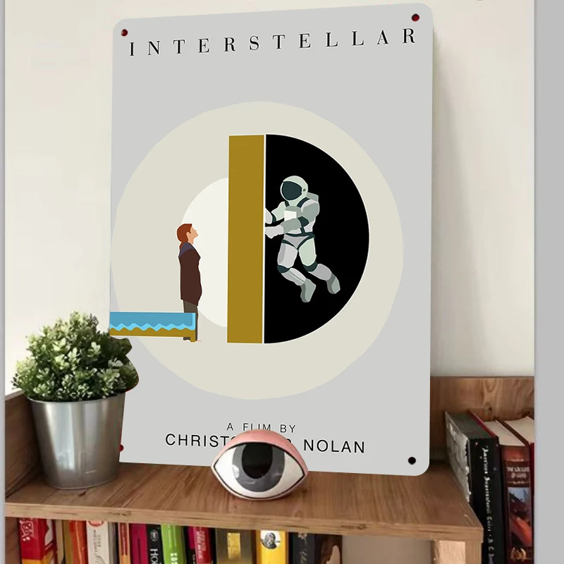 Interstellar Movie Poster Metal Wall Art Astronaut Home Decor Living Room Bedroom Creative Hanging Decoration