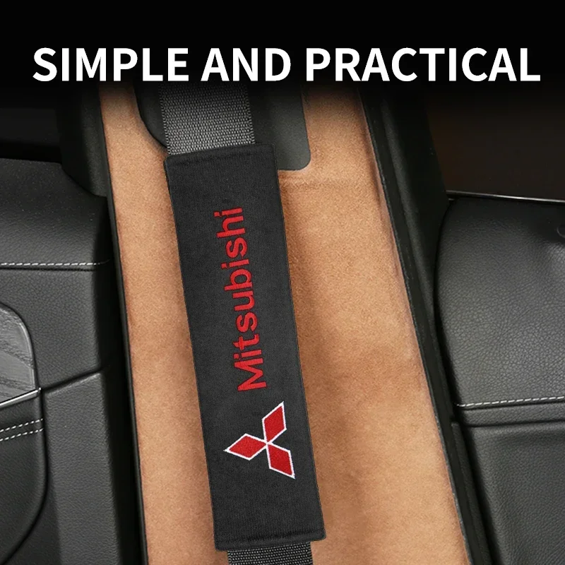 Suede Car Safety Belts Shoulder Protection For Mitsubishi Logo ASX Outlander Lancer Pajero Eclipse Galant Mirage Accessories