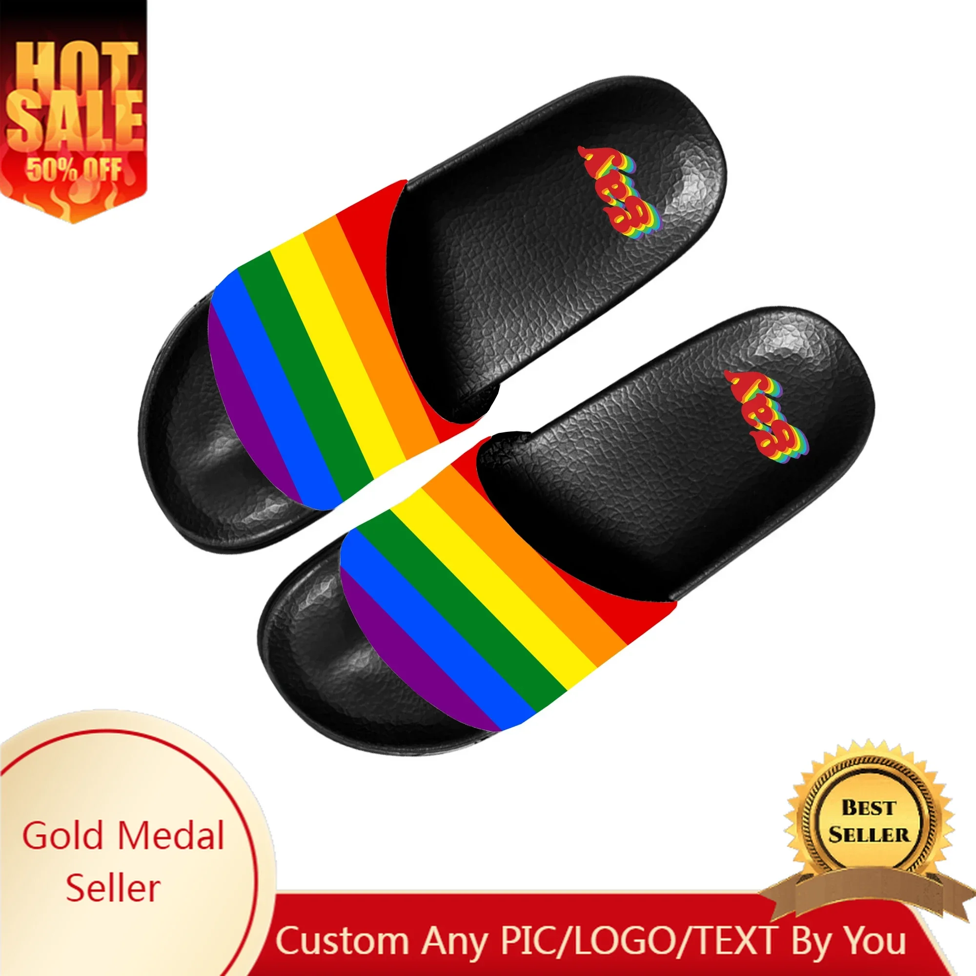 

Gay Pride Love Slippers Home Water Shoes Men Women Teenagers Bathroom Beach Pool Sandals That Can Be Worn Outside