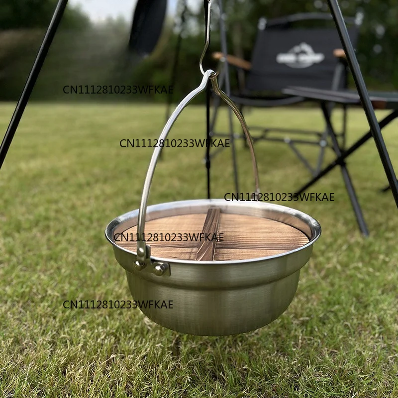 outdoor-camping-portable-304-stainless-steel-camping-pot-campfire-hanging-pot-picnic-barbecue-wooden-lid-portable-pot