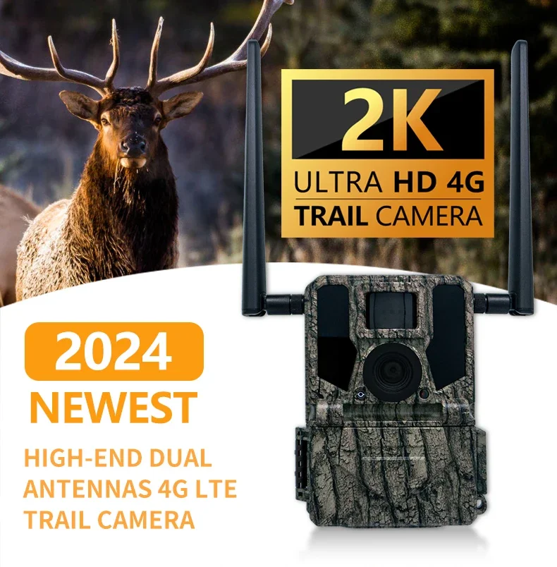 

KW897 Wildlife Trail Беспроводные двойные антенны для охоты 4G Пульт дистанционного управления ночного видения Водонепроницаемый 2K Видео SD Память