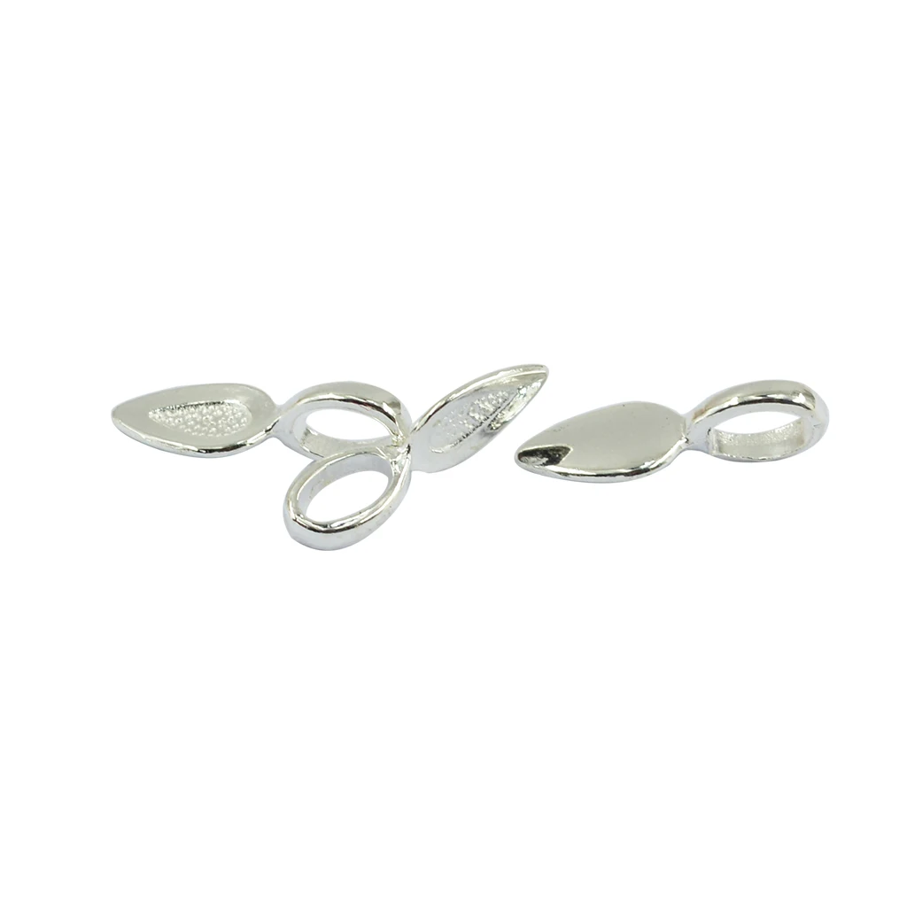 50 pcs 20mm assorted colors alloy metal Drop leaf Glue on large hole Bails Pendant Cabochon links DIY Jewellery Findings